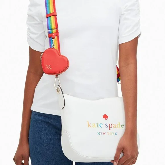 New Kate Spade Rosie Pride Crossbody Pebbled Leather Rainbow White Dove - Picture 6 of 6